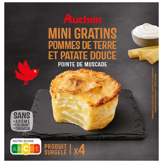 Mini gratin pomme de terre patate douce crème fraîche et muscade