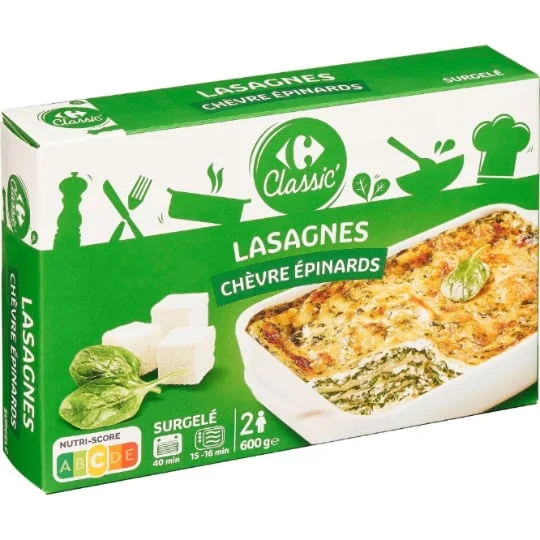 Plat cuisiné lasagnes chèvre épinards