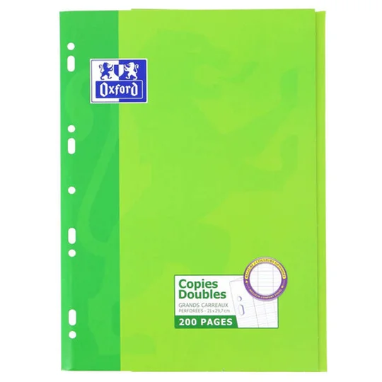 Copies Doubles A4 Grands Carreaux Perforées 210x297mm 200 Pages