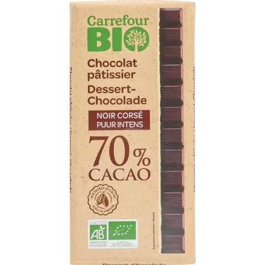 Chocolat noir Bio pâtissier 70% cacao corsé