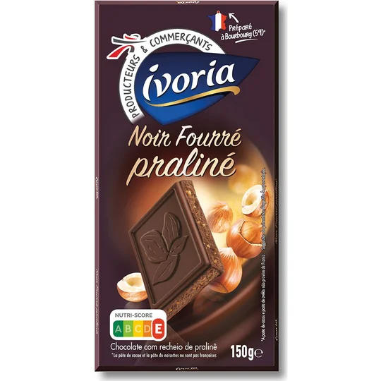Chocolat noir fourré praliné