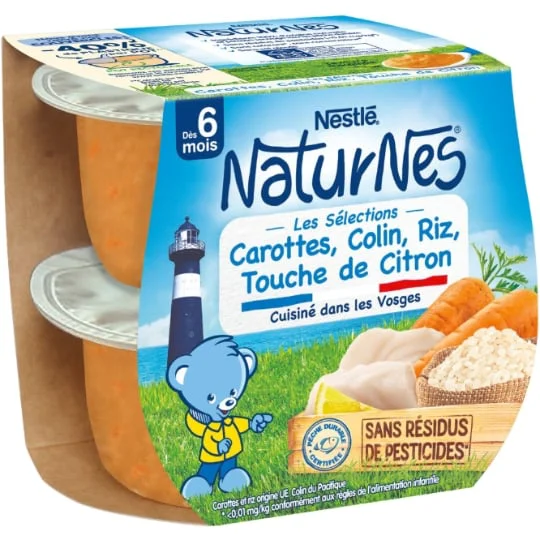 Plat bébé dès 6 mois, carottes merlu riz