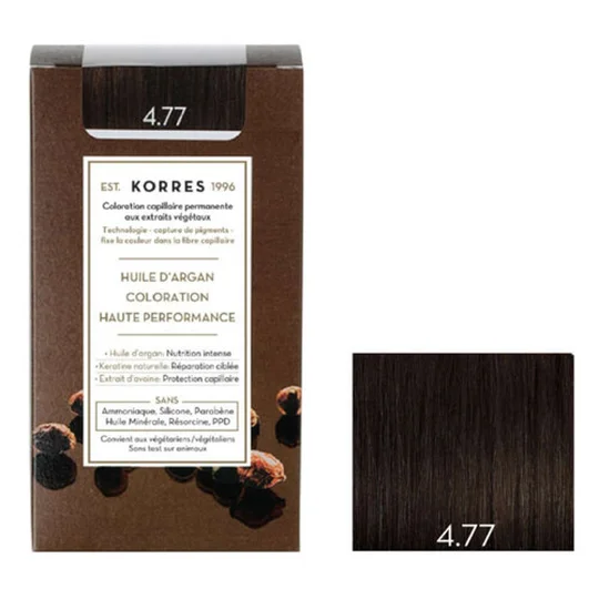 Coloration Pour Cheveux Haute Performance à Huile d'Argan Châtain naturel 4.77