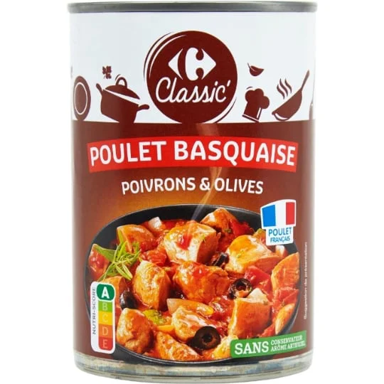 Plat cuisiné poulet basquaise