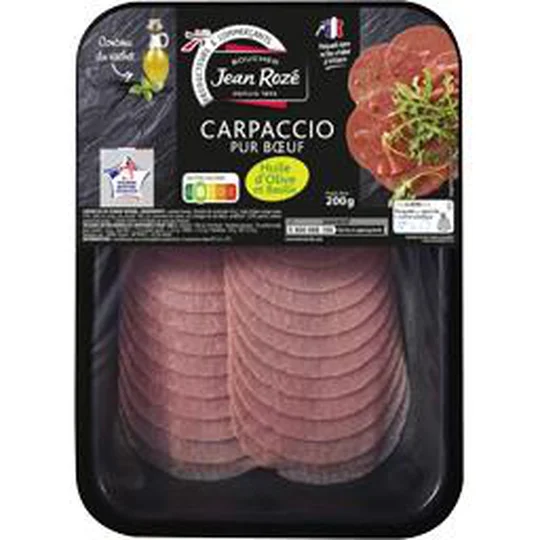 Carpaccio pur boeuf huile d'olive et basilic