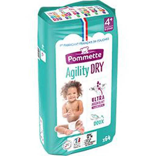 Couches Agility Dry, taille 4+ : 9-20 kg