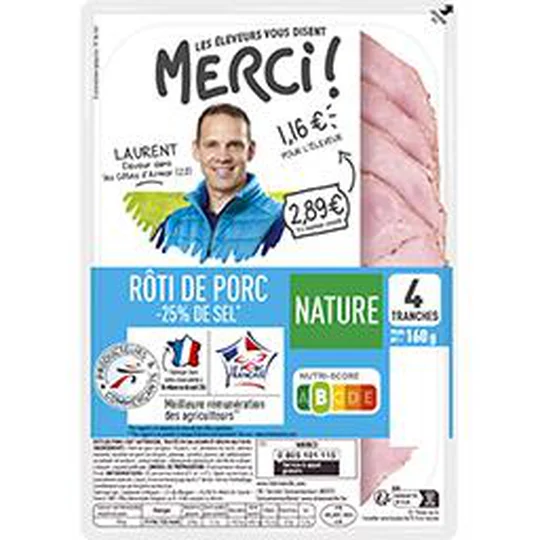 Rôti de porc nature sel réduit