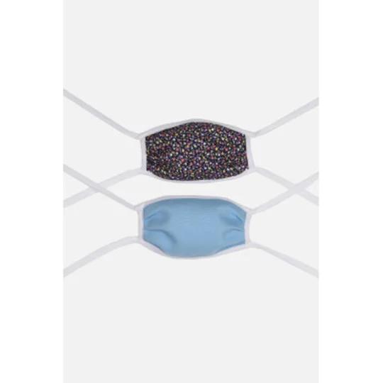 Cat 1 Lot de 2 masques en tissu lavables adultes liberty ciel