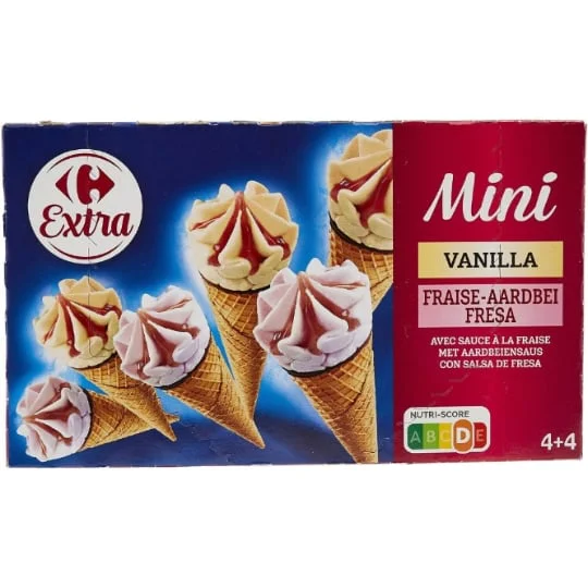 Glaces mini cône vanille/fraise