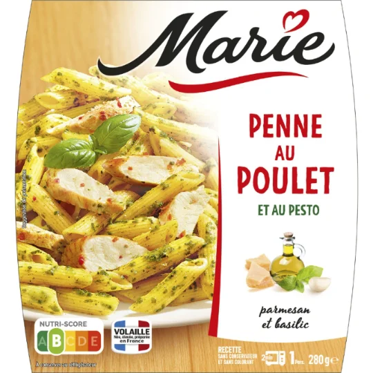Plat cuisiné penne poulet/pesto