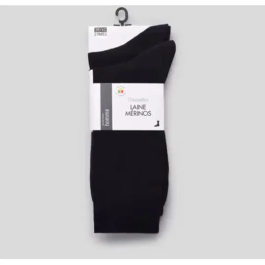 Paires De Chaussettes En Laine Mérinos Bleu Marine T.43/46