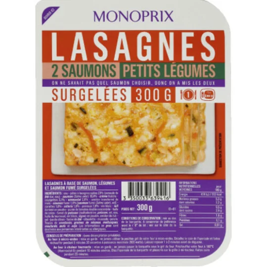 Lasagnes 2 Saumons Petits Légumes