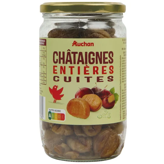 Châtaignes pelées au feu en bocal