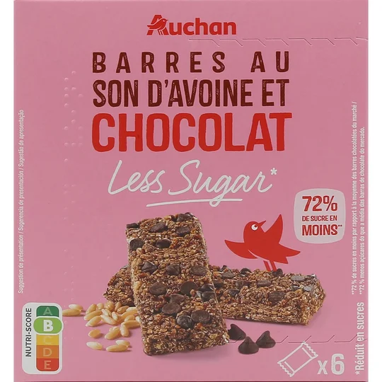 Less Sugar Barres au son d'avoine et chocolat