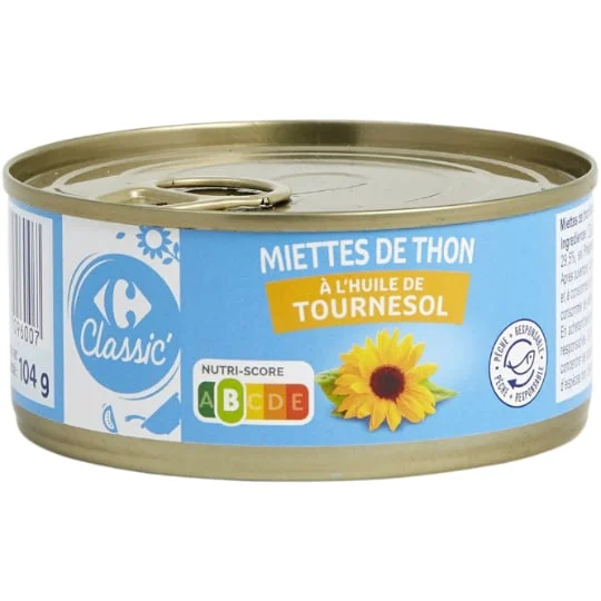 Miettes de thon à l'huile de tournesol