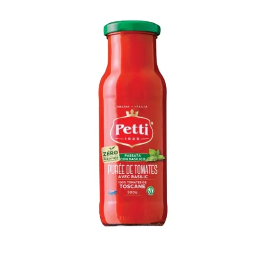 Purée de tomates avec basilic