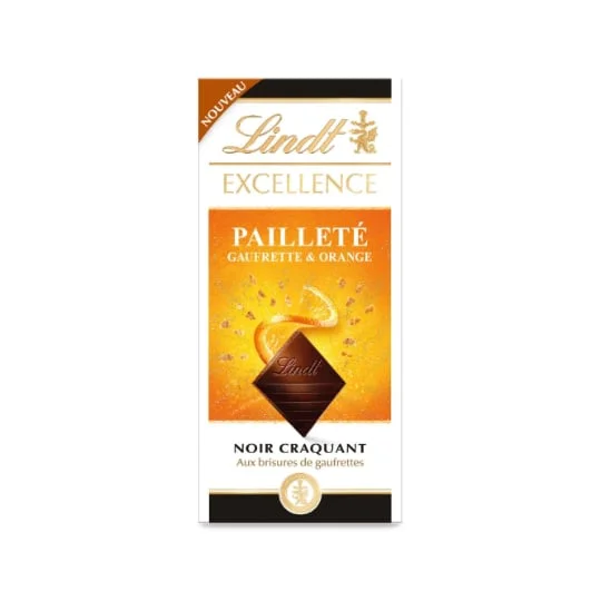 Tablette de chocolat excellence noir gaufrette orange