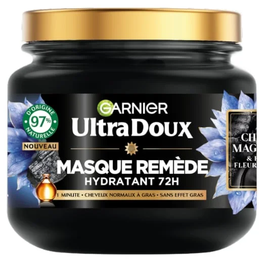 Masque Capillaire Remède Hydratant Charbon Magnétique & Huile De Fleur De Nigelle