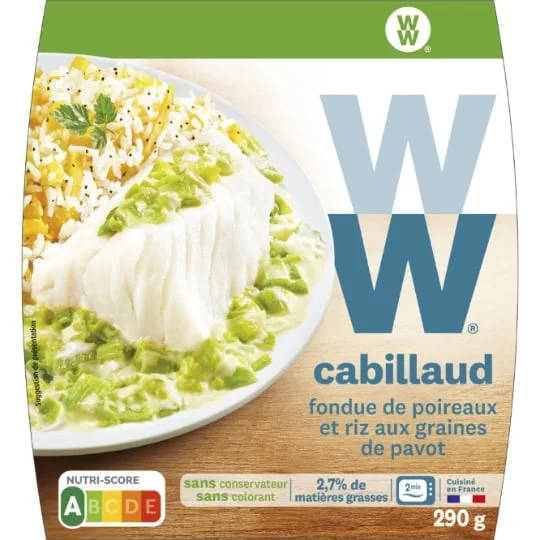 Plat cuisiné cabillaud fondue de poireaux