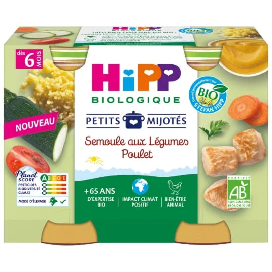 Petits mijotés pot semoule aux légumes poulet bio dès 6 mois