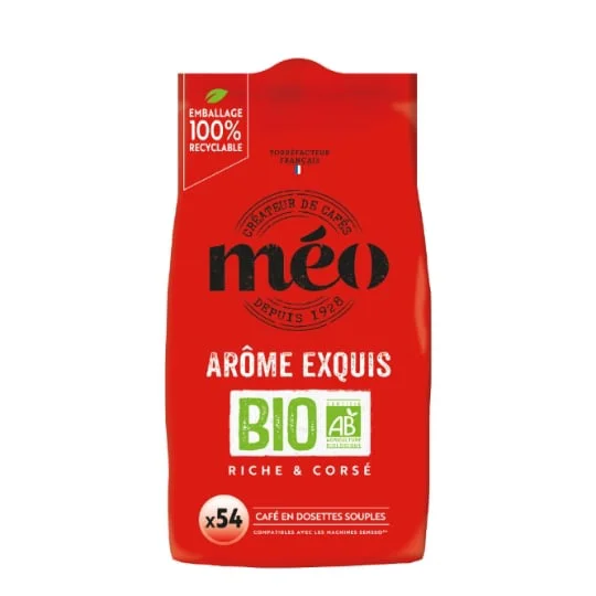 Café bio en dosettes souples arôme exquis riche et corsé