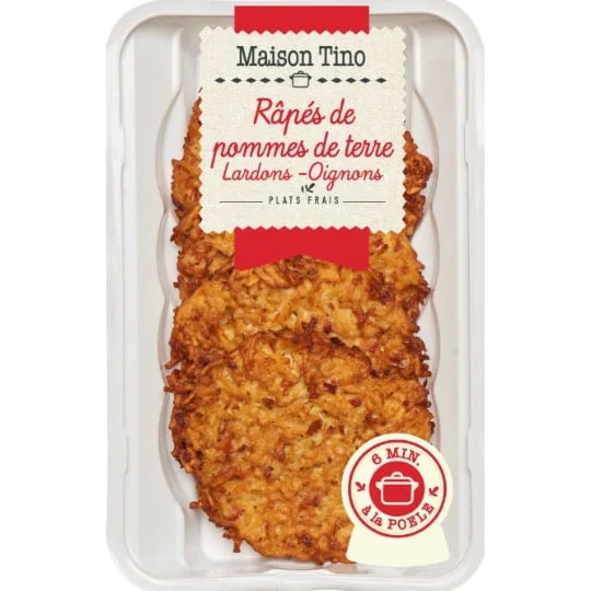 Galettes râpés de pommes de terre lardons oignons