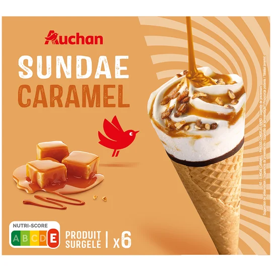 Cône glacée sundae caramel