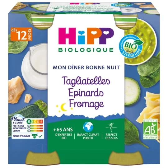 Petits pots bébé dès 12 mois tagliatelles épinards fromage Bio
