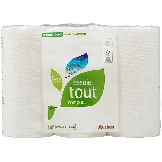 Essuie-tout blanc compact écologique