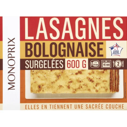 Lasagnes bolognaise, surgelées