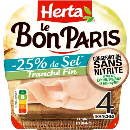 Jambon tranché fin sel réduit conservation sans nitrite Le Bon Paris