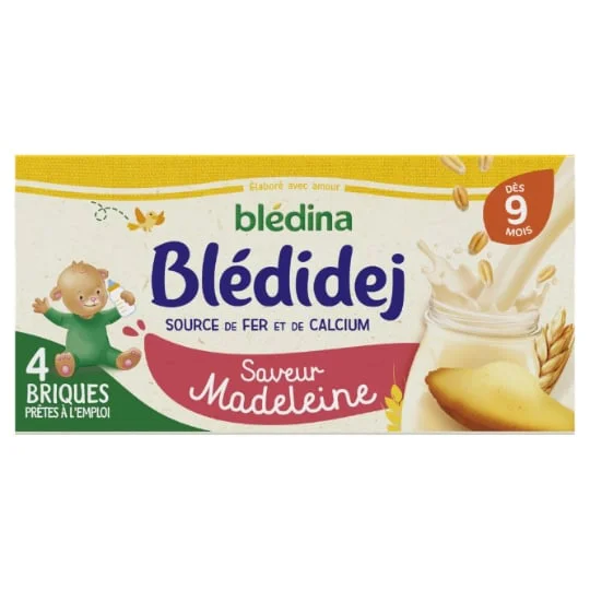 Lait et céréales bébé dès 9 mois saveur madeleine