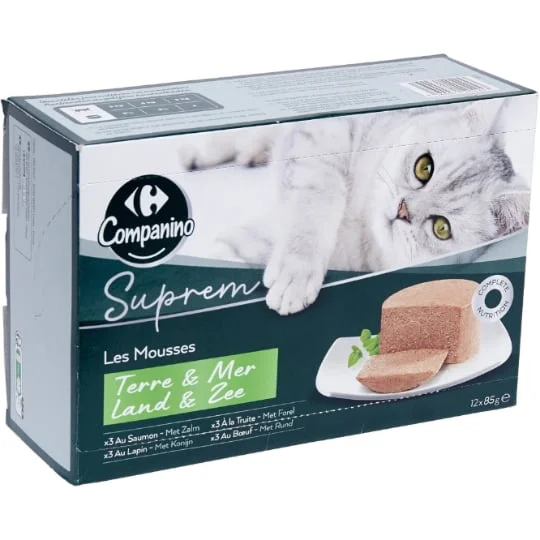 Pâtée pour chat Adulte en mousse au saumon, à la truite, au lapin & boeuf