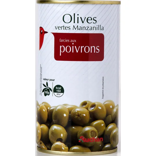 Olives vertes Manzanilla farcies aux poivrons