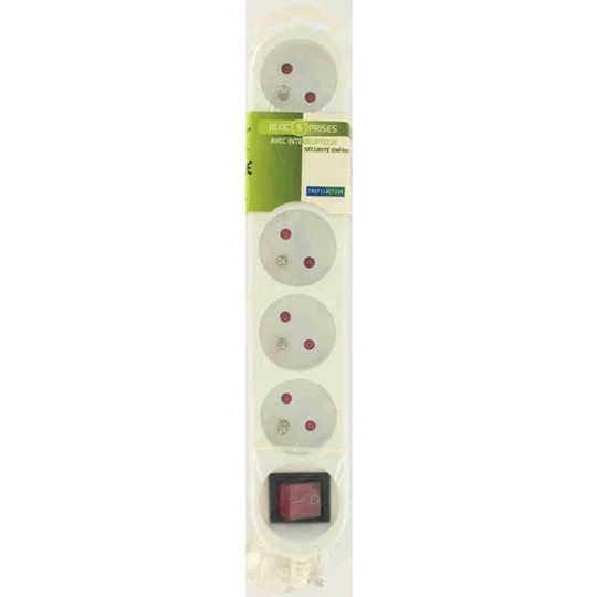 Bloc 5 Prises 16A Avce Interrupteur Blanc