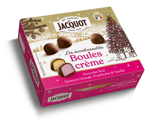 Boules crème - Chocolat noir - Saveur orange framboise et vanille