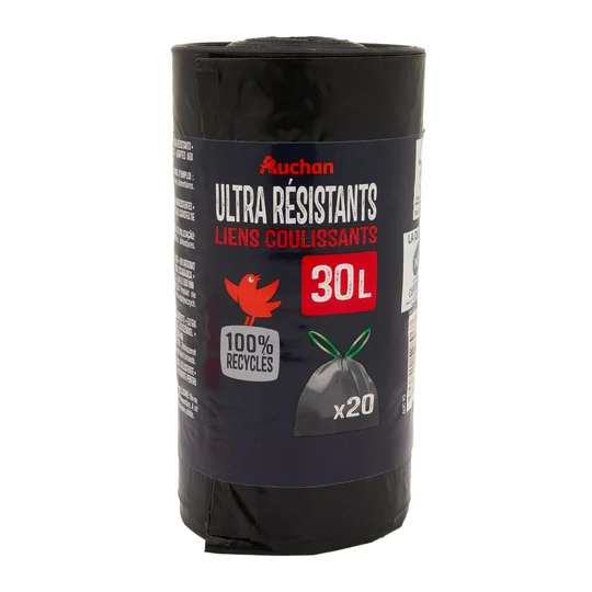 Sacs poubelle ultra résistants avec cordon 30L