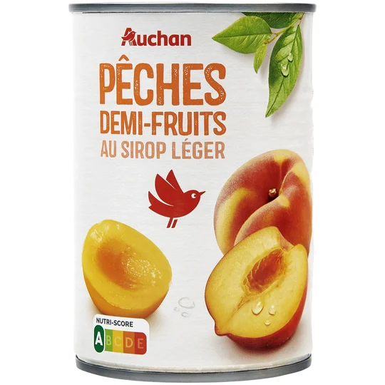 Pêches demi-fruits au sirop léger