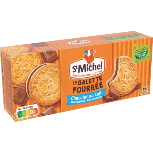 Biscuits galettes fourrées chocolat au lait
