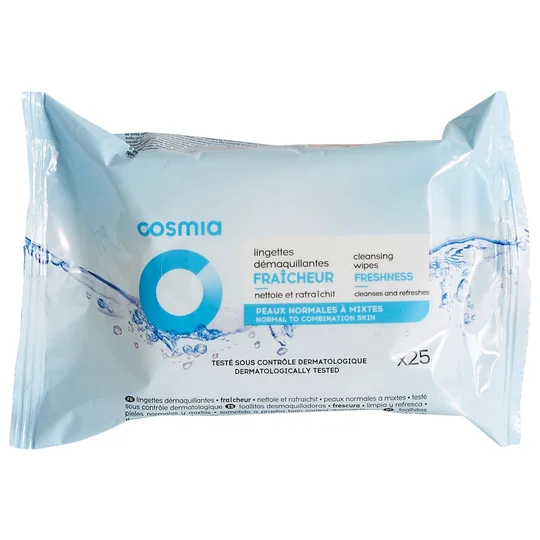 Lingettes démaquillantes fraîcheur peaux normales à mixtes
