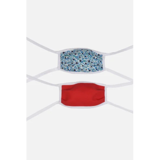 Cat 1 Masques en Tissu Lavables Enfants Liberty Rouge et Bleu Set x2