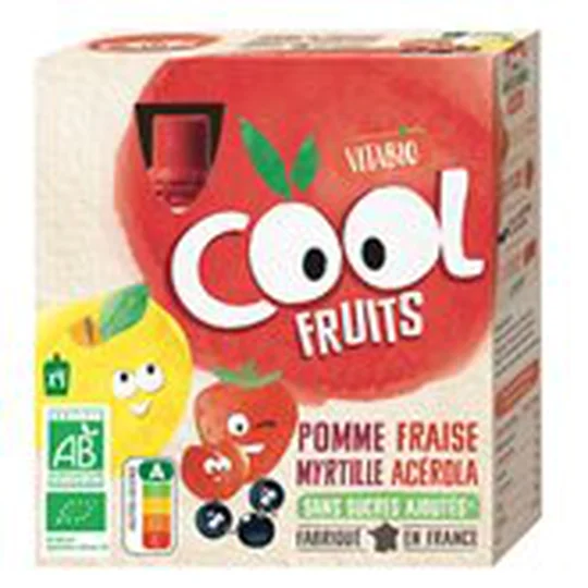 Compote Cool Fruits bio Pomme Fraise Myrtille