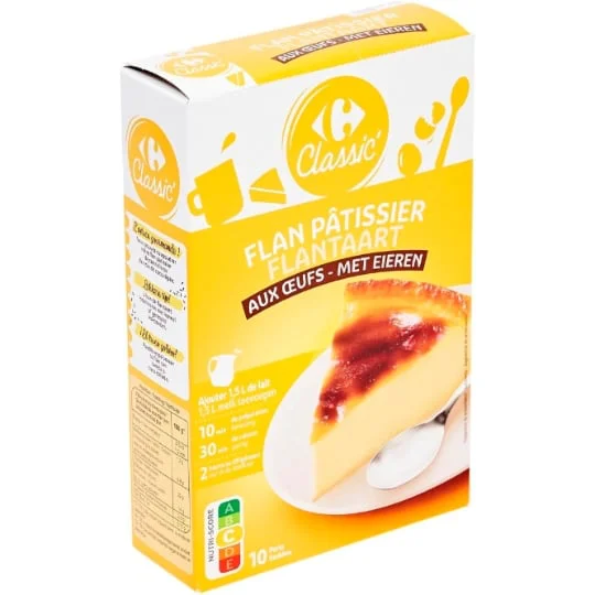 Préparation dessert flan pâtissier