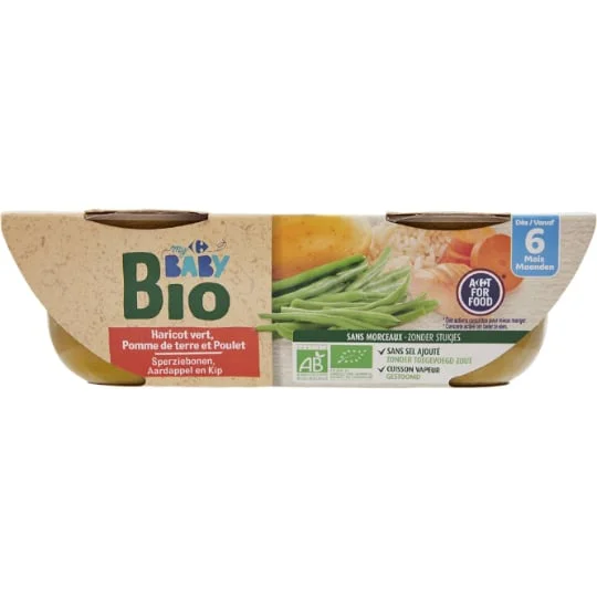 Plat bébé bio haricot vert poulet dès 6 mois