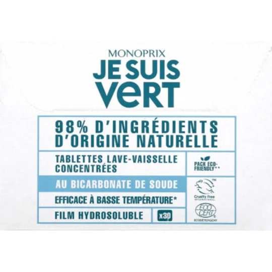 Tablettes lave-vaisselle concentrées au bicarbonate de soude