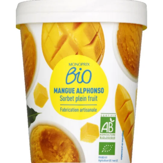 Sorbet mangue Alphonso plein fruit bio