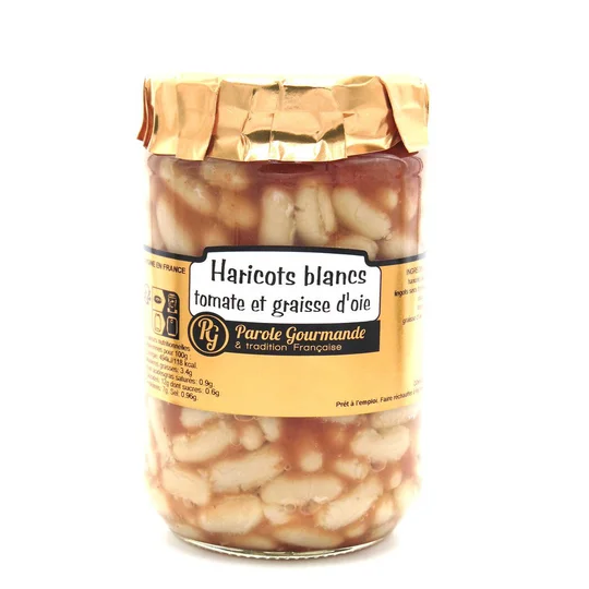Haricots blancs cuisinés à la tomate et à la graisse d'oie