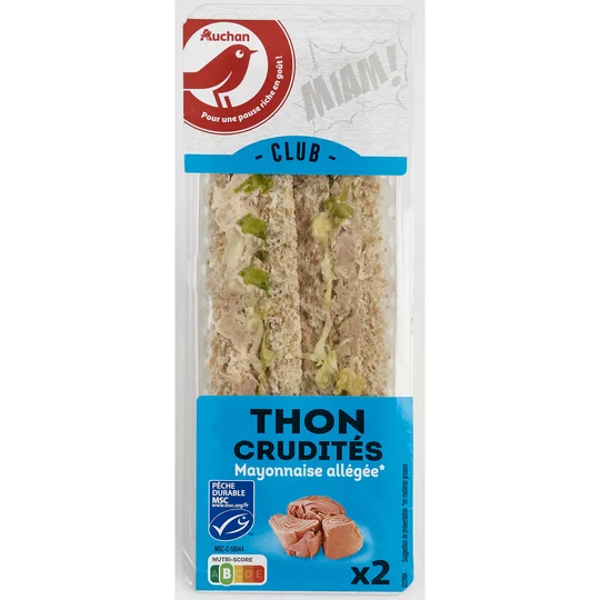 Club sandwich au thon MSC crudités et mayonnaise allégée