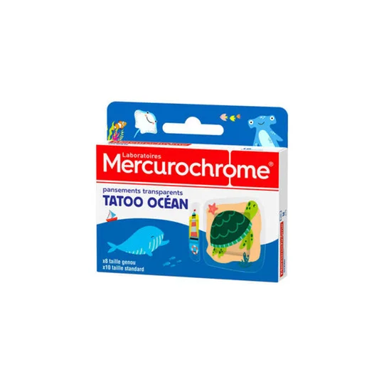 Mercurochrome Pansements Transparents Tatoo Océan