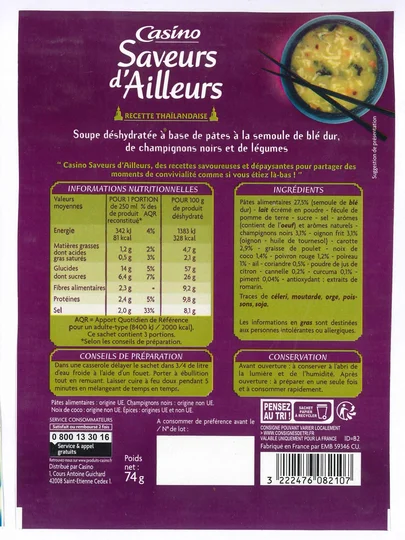Soupe thaï Avec champignons noirs déshydratée